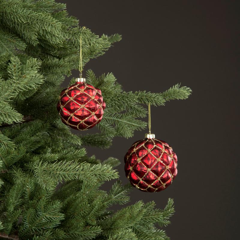 Julgranspynt Glaskula Kyra Röd 8cm 4-pack