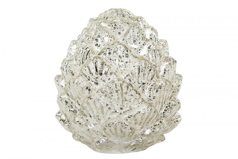 Juldekoration Inomhus Glaskotte Led/Batteri 17x20cm Fattigmanssilver