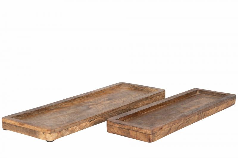 Dekorativt Fat Bricka Avlång Trä Brun 2-pack