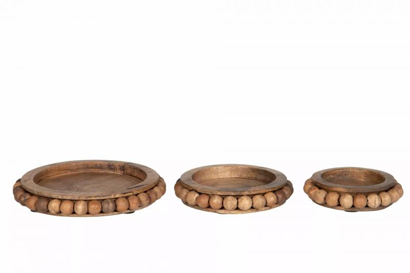 Dekorativt Fat Bricka Marble Trä Brun 16x2,5cm 3-pack
