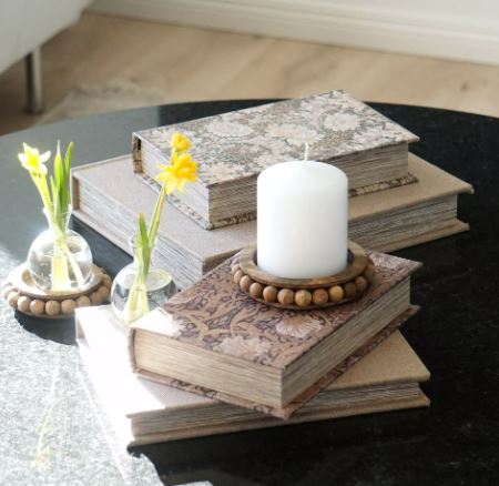 Dekorativt Fat Bricka Marble Trä Brun 16x2,5cm 3-pack