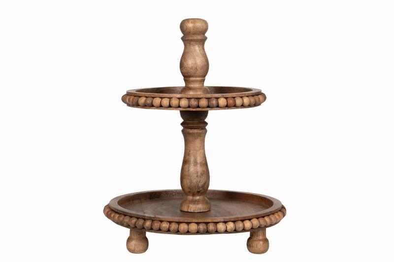 Dekorativt Fat Våningsfat Marble Trä Brun Ø29x36cm