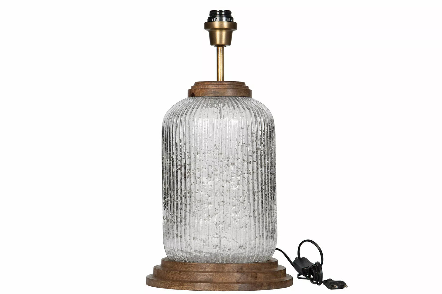 Bordslampa Lampfot Hava Glas Trä Ø25x48cm