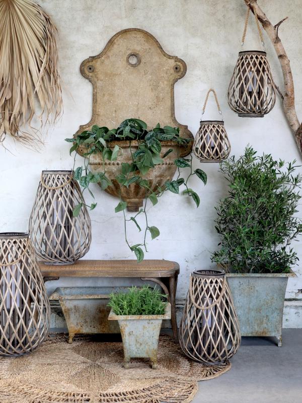 Ljuslykta i korg Natur H60 / Ø40 cm 1st