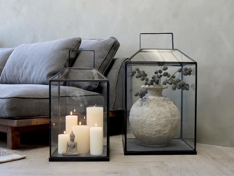 Ljuslykta antik svart large H72/L42/W42 cm drop