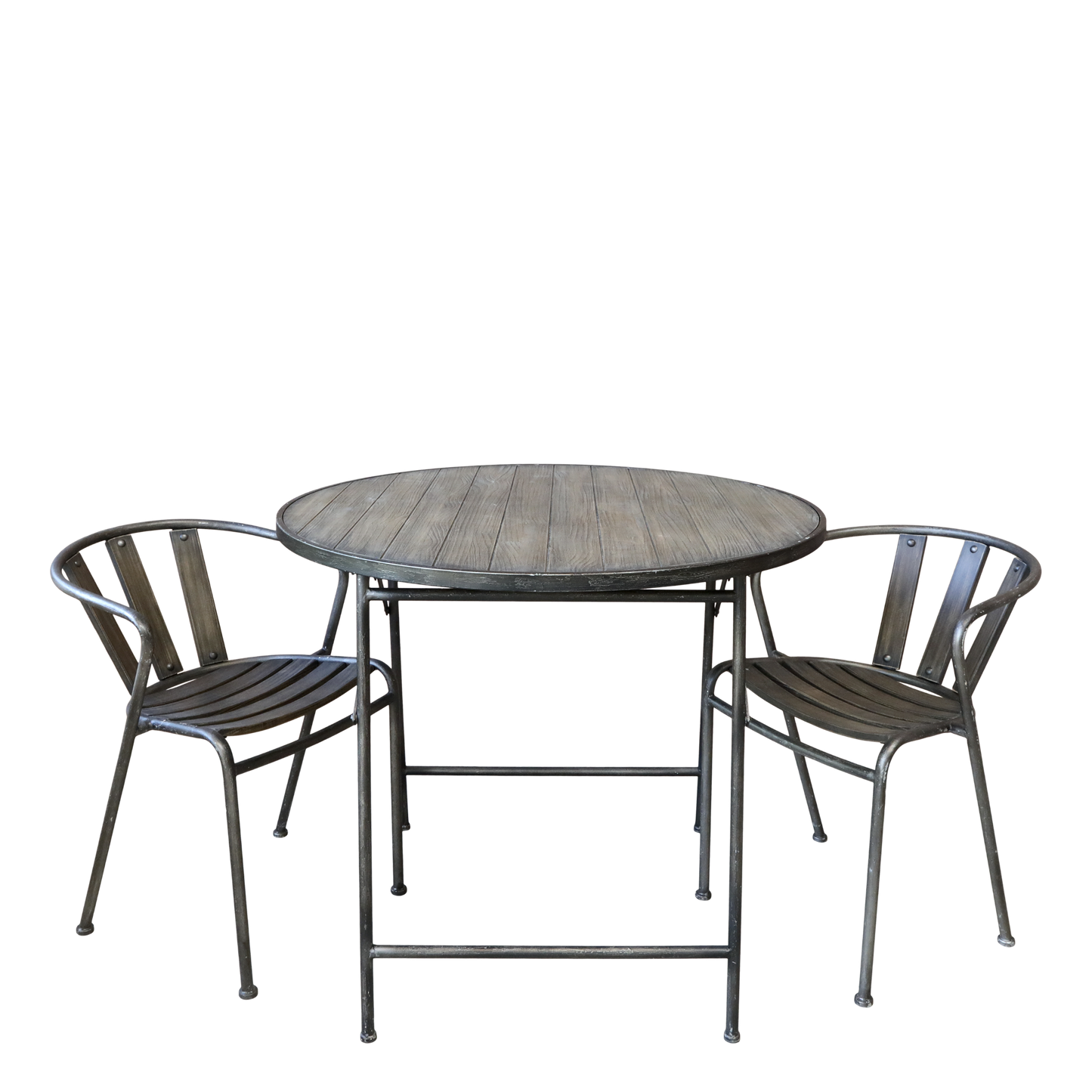 Trädgårdsmöbel Cafeset med 2 stolar och 1 bord H77/Ø90 cm antikt kol drop
