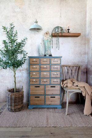 Byrå med 16 lådor H107,5/L67,5/B34 cm antik opal