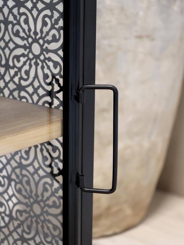 Sidobord med 2 hyllplan antik svart H65/L49/W36 cm drop