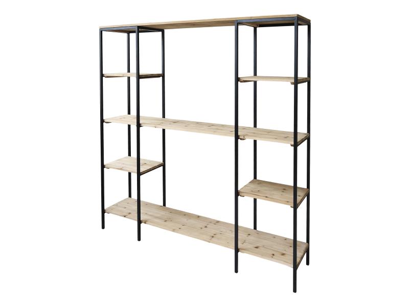 Hylla Bokhylla med 6 hyllor antik svart H183/L180/W35 cm drop