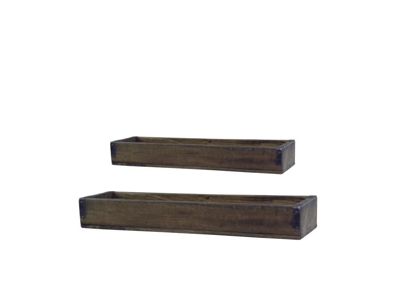 Dekorativt Fat Bricka Gammalt unik H5 / L42.5 / B12,5 cm naturlig 2-pack