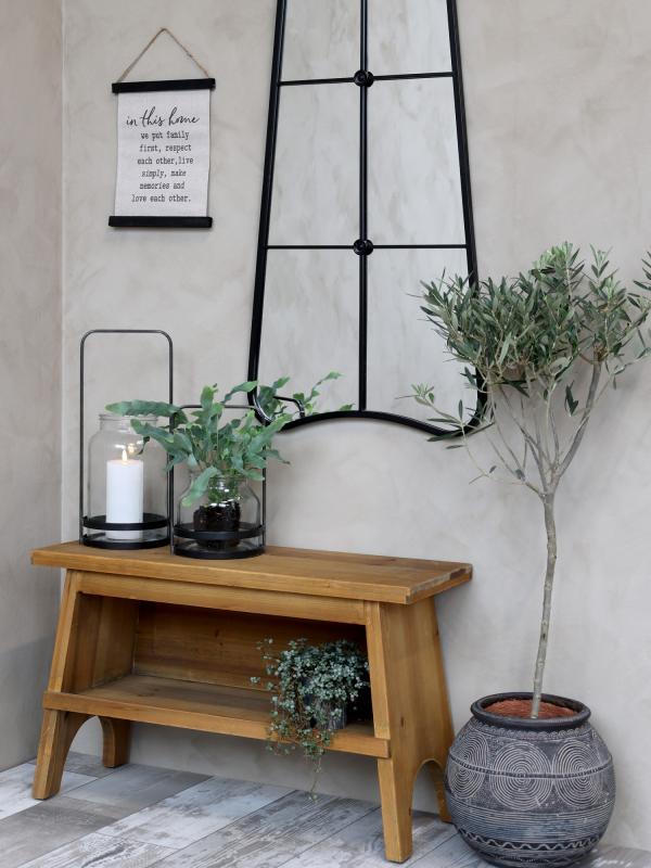 Sittbänk med hylla H48,5 / L80 / B30 cm natur
