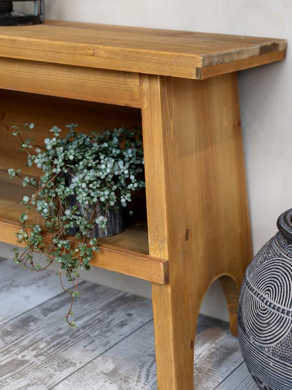 Sittbänk med hylla H48,5 / L80 / B30 cm natur