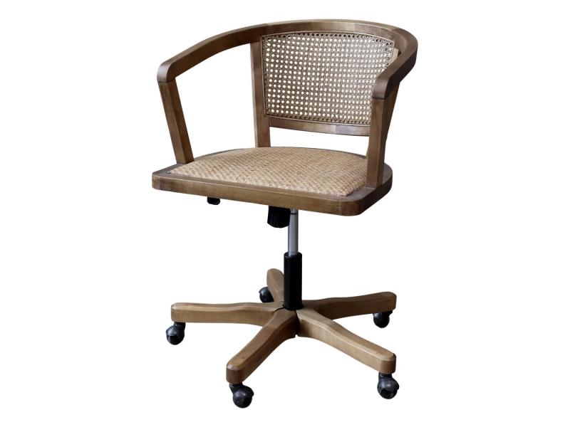 Stol Kontorsstol Fransk flätad sits & rygg H80/L60/B60 cm natur drop