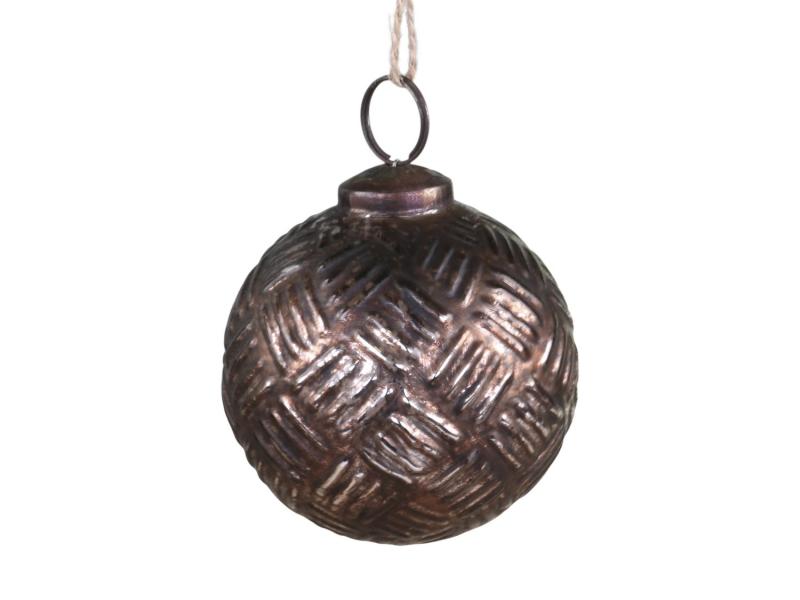 Julgranspynt Julkula Glas Ø7 cm antik mocca 4-pack