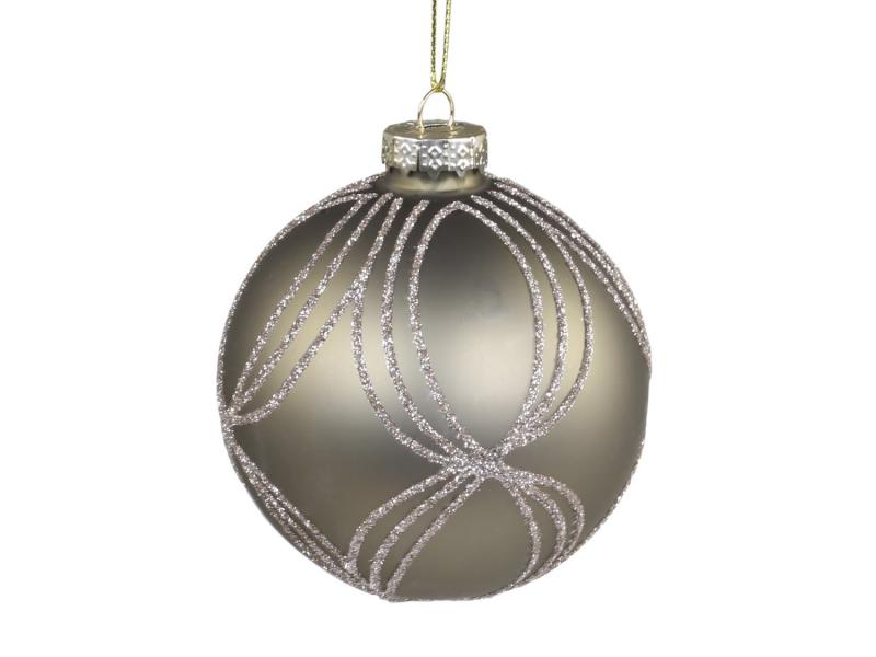 Julgranspynt Julkula med glimmer Glas Ø8 cm 4-pack