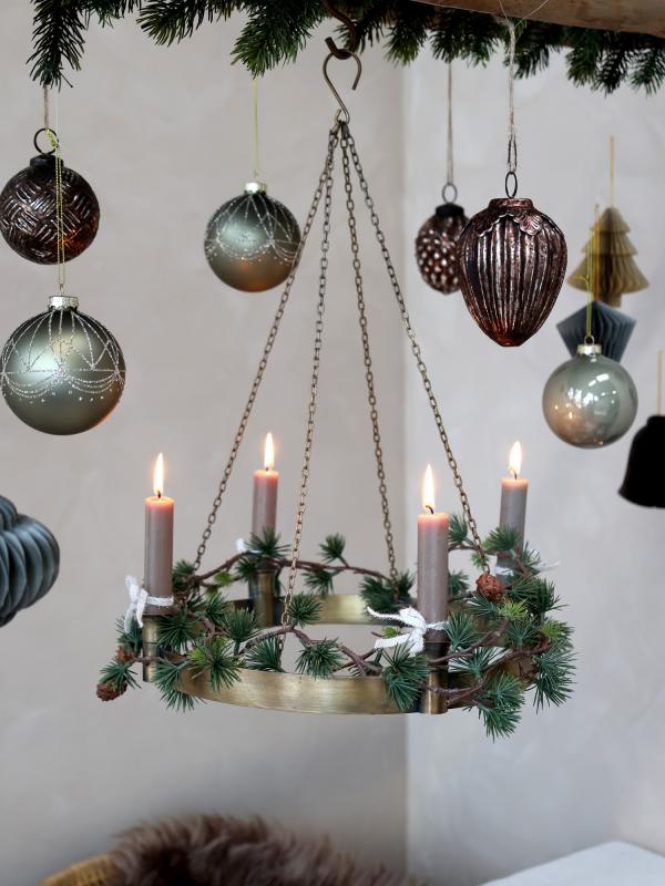 Julgranspynt Julkula med glimmer Glas Ø8 cm 4-pack