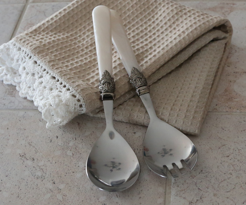 Bestick Linas Sallad set - antik pärlemo vit