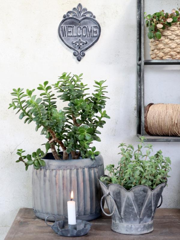 Utomhus Dekoration DIV. Skylt "Welcome" H18/L13 cm antikgrå