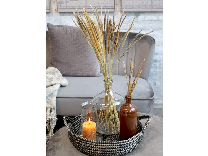 Ljuslykta m. glas H14/Ø14 cm antique mässing 1 st