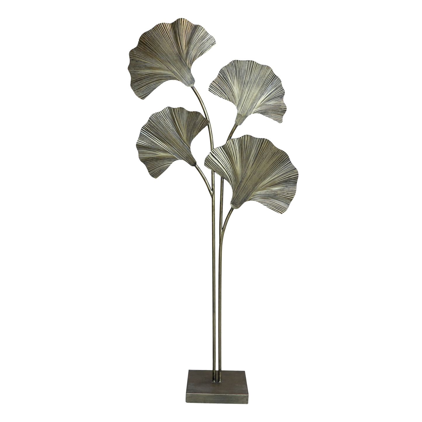 Golvlampa med 4 blad H150 / L65 / B25 cm antik mässing drop