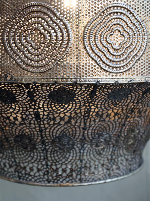 Taklampa gl. m. mönster H60 / Ø46 cm antik brons