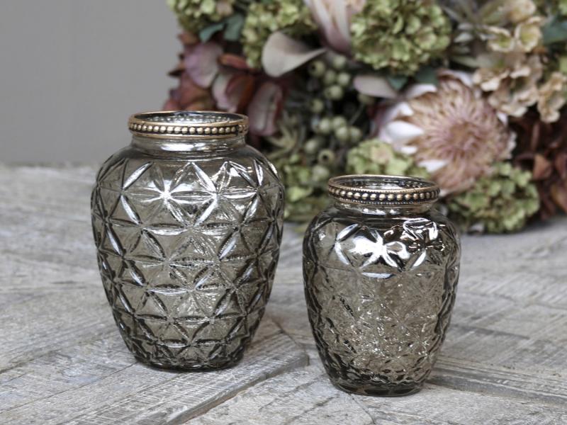 Dekorativ Vas med pärlkant H10,5 / Ø8 cm champagne 1 st