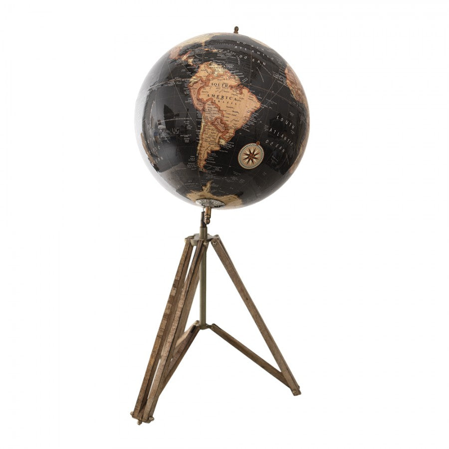 Dekoration Globus Globe Svart, Brun 31x31x67 cm