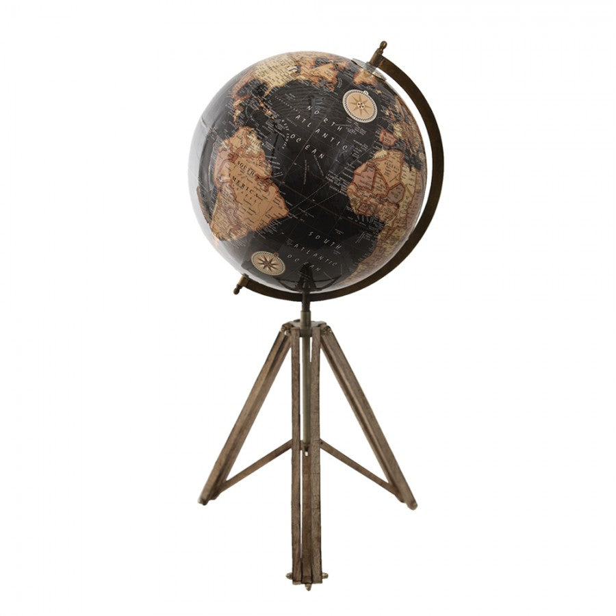 Dekoration Globus Globe Svart, Brun 31x31x67 cm