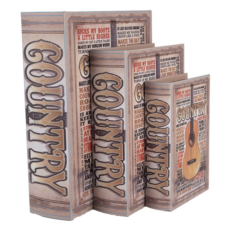 Dekoration Boklåda Set med 3 böcker 27 /22 /17 cm Beige Wood