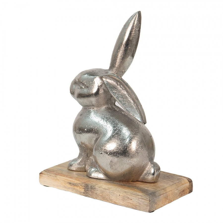 Påskdekoration Kanin 21x11x28 Cm Silverfärgad aluminium trä