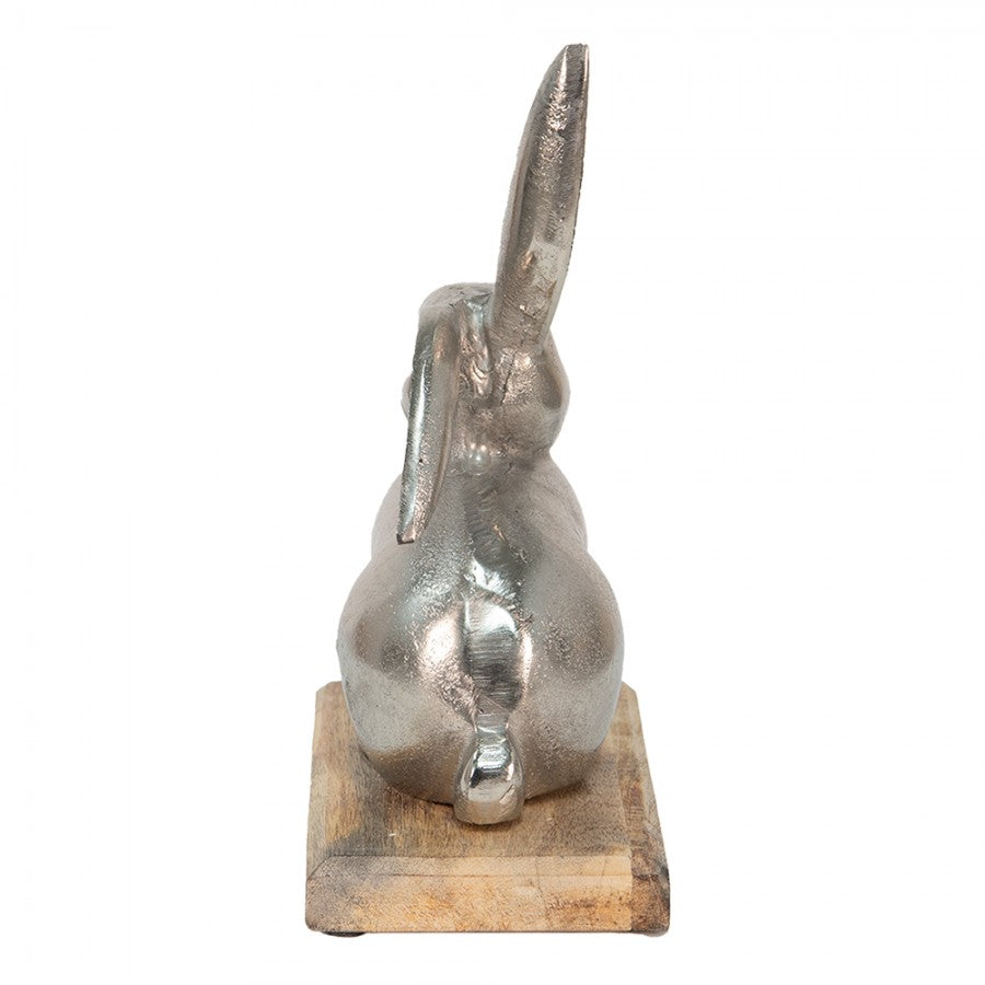 Påskdekoration Kanin 21x11x28 Cm Silverfärgad aluminium trä