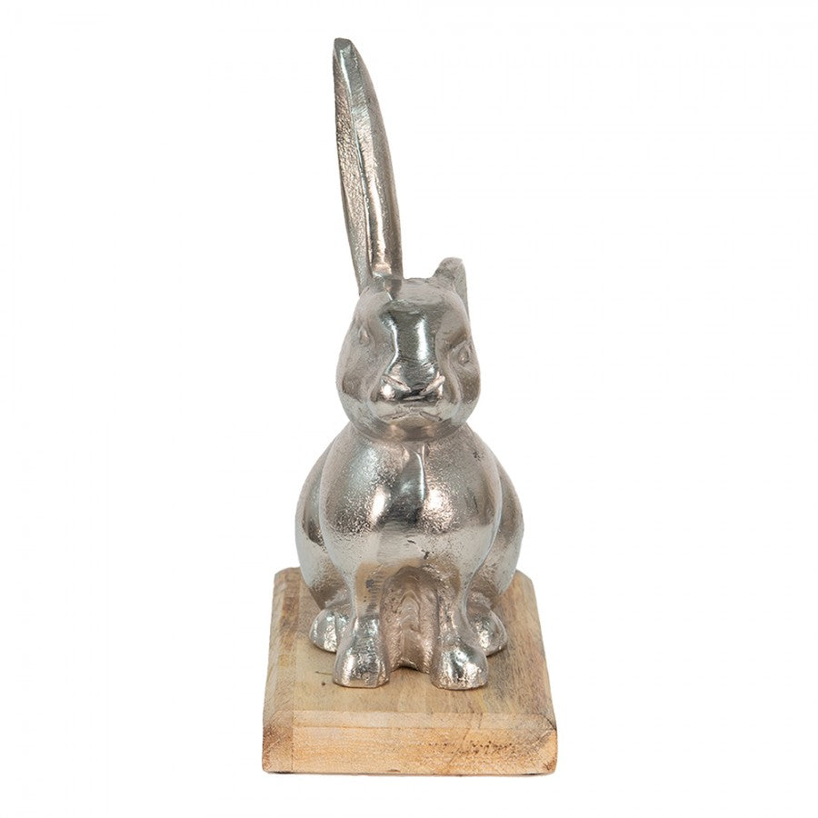 Påskdekoration Kanin 21x11x28 Cm Silverfärgad aluminium trä