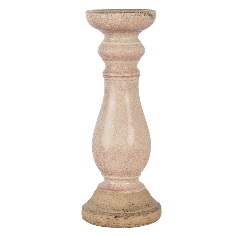 Ljusstake Rosa Keramik Rund Ø 14x36 Cm