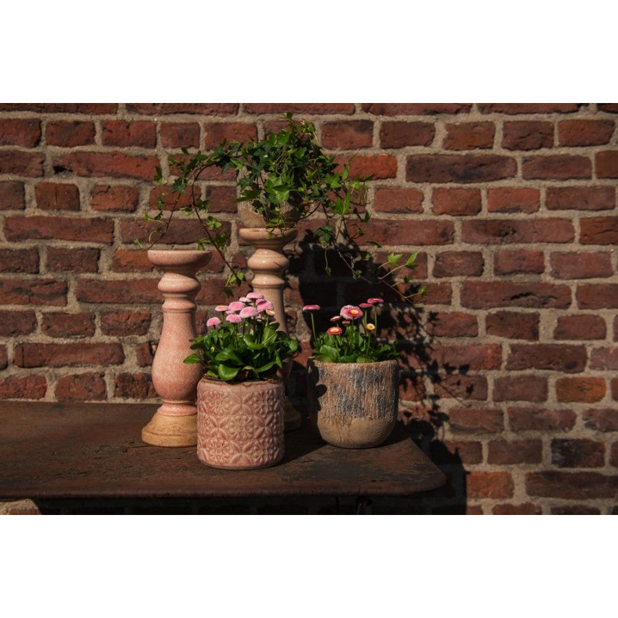Ljusstake Rosa Keramik Rund Ø 14x36 Cm