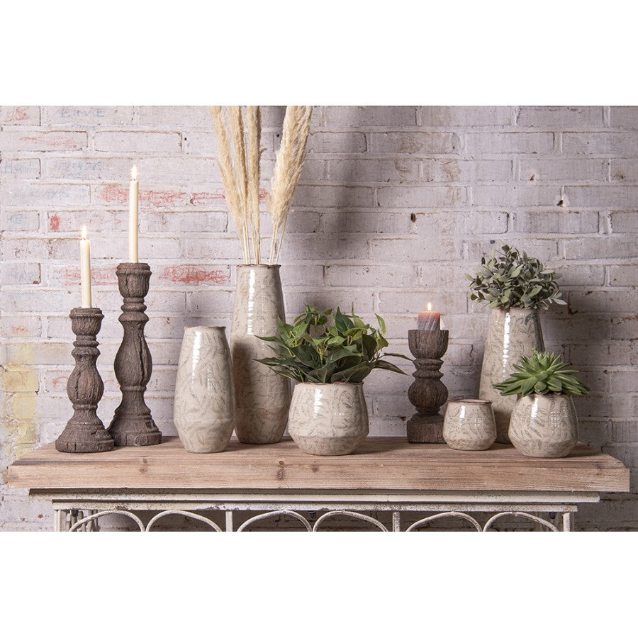 Dekorativ Vas Grön Beige Ø 14x40 cm