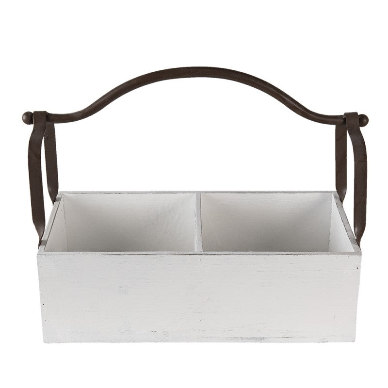 Dekorativ korg Förvaringskorg 41x19x29 cm Vit trä/metall rektangel