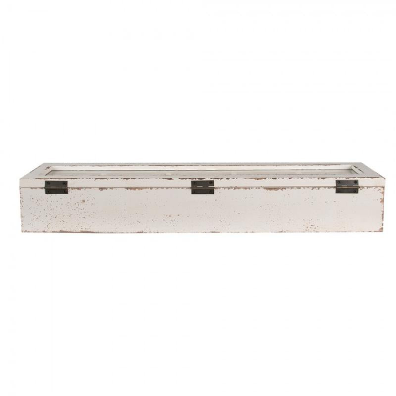 Dekorativ Låda Trälåda med lock Vit 60x13x10