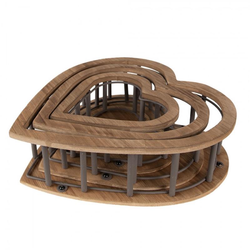 Dekorativ korg Förvaringskorg 3-pack Hjärta Brun 33x33x10