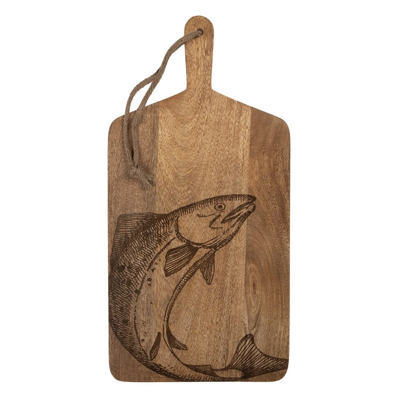 Dekorativt Fat skärbräda 25x2x50 cm Brun träfisk