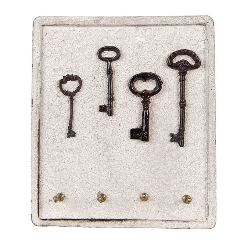 Hallmöbel Nyckelställ 22x5x25 cm Beige Trä Metall