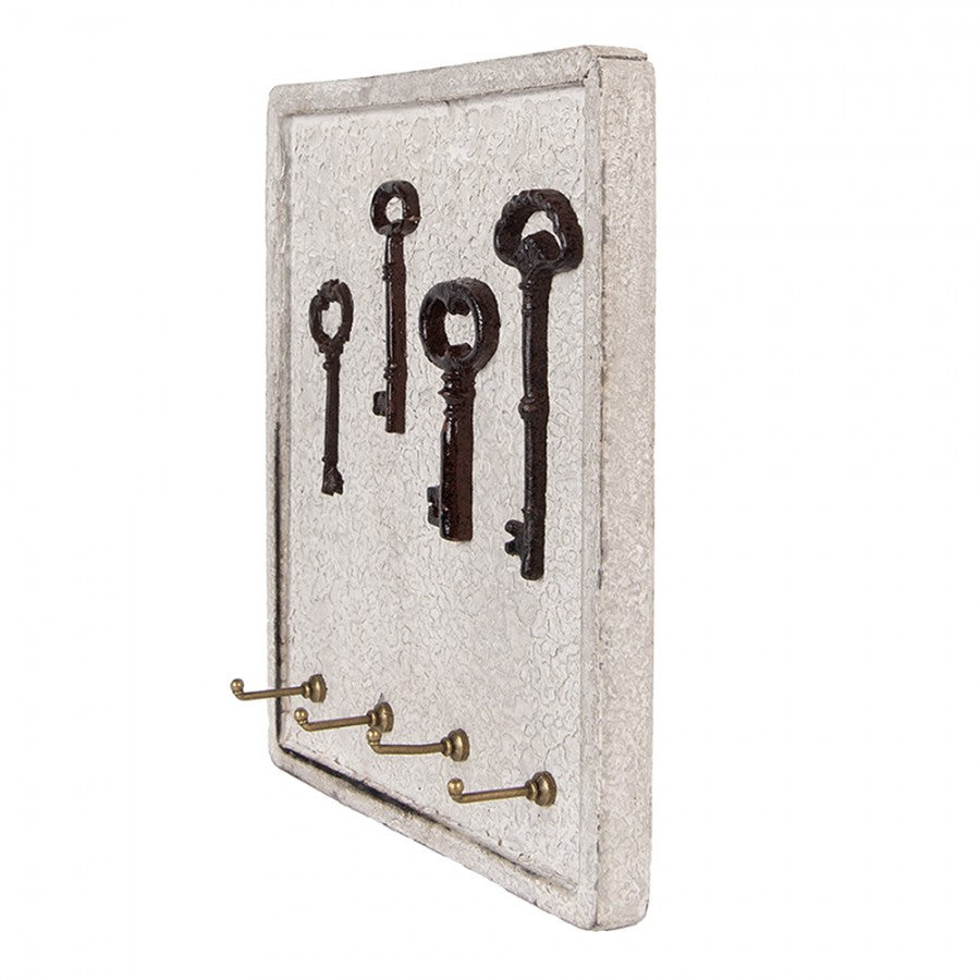 Hallmöbel Nyckelställ 22x5x25 cm Beige Trä Metall