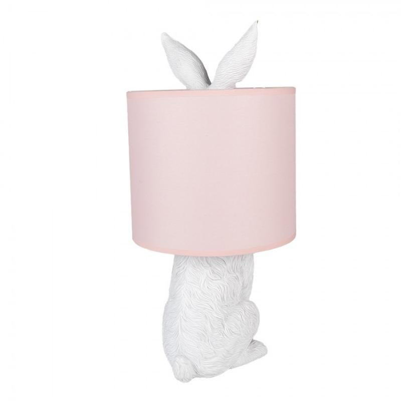 Bordslampa Kanin Ø 20x43 cm Vit Rosa Polyresin