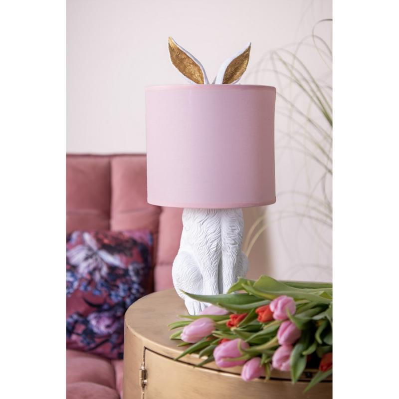 Bordslampa Kanin Ø 20x43 cm Vit Rosa Polyresin
