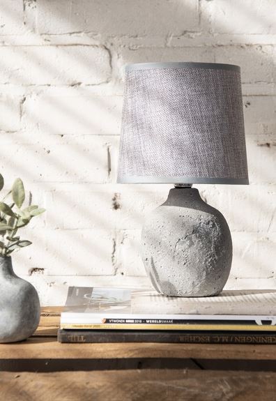 Bordslampa Ø 15x26 Cm Grå Keramik Rund Skrivbordslampa