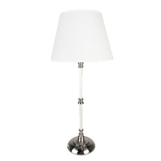 Bordslampa Ø 18x44 Cm Vit Silver Järn Textil