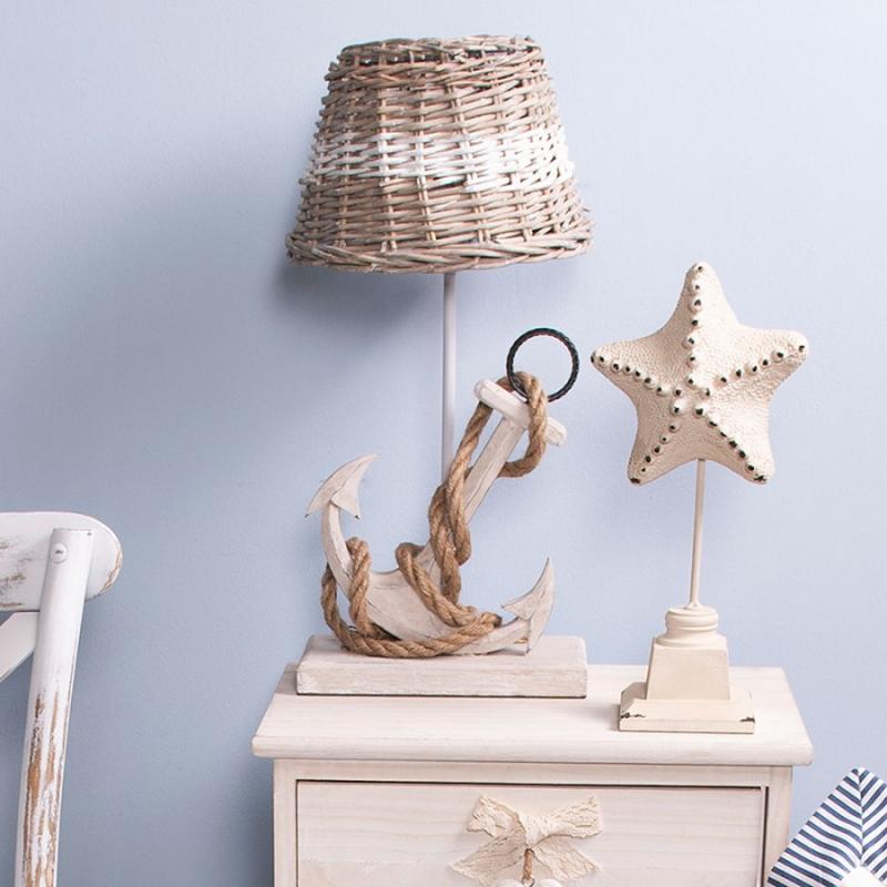 Bordslampa Lampfot 37 cm Beige Trä Ankare rektangel