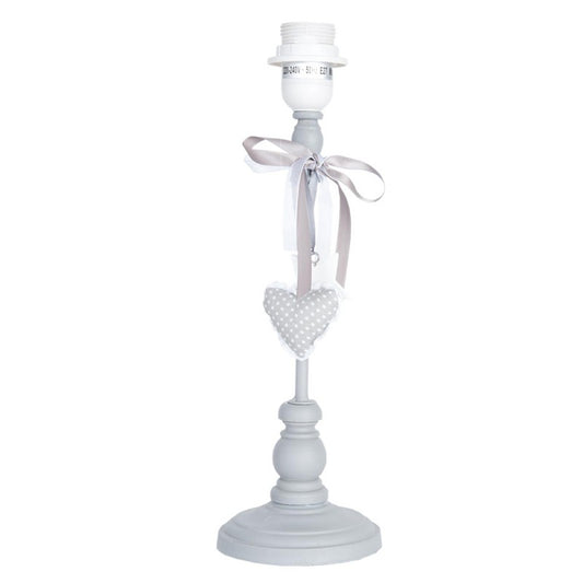 Bordslampa Lampfot Ø 12x38 Cm Grå Trä Hjärta Rund