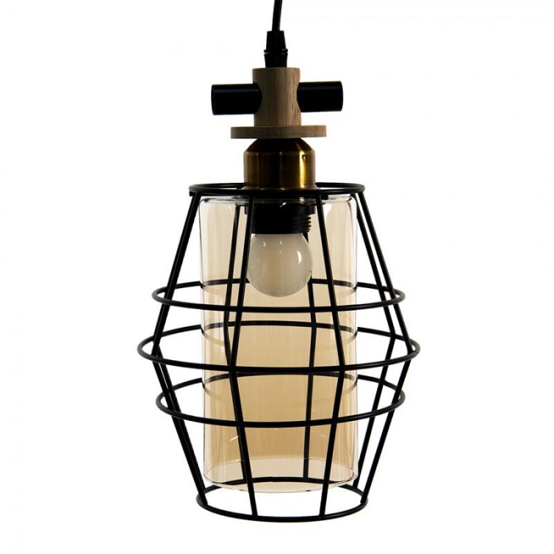 Taklampa Pendellampa 18x18x31 Cm Svart Metall Glas Matbordslampa