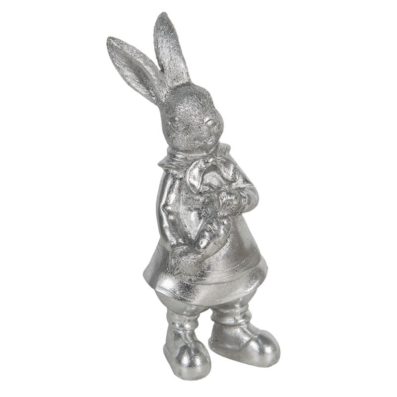 Påskdekoration Kanin 22 Cm Silverfärgad Polyresin