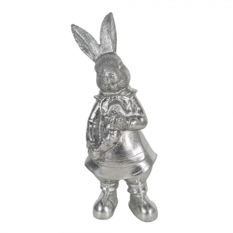 Påskdekoration Kanin 22 Cm Silverfärgad Polyresin